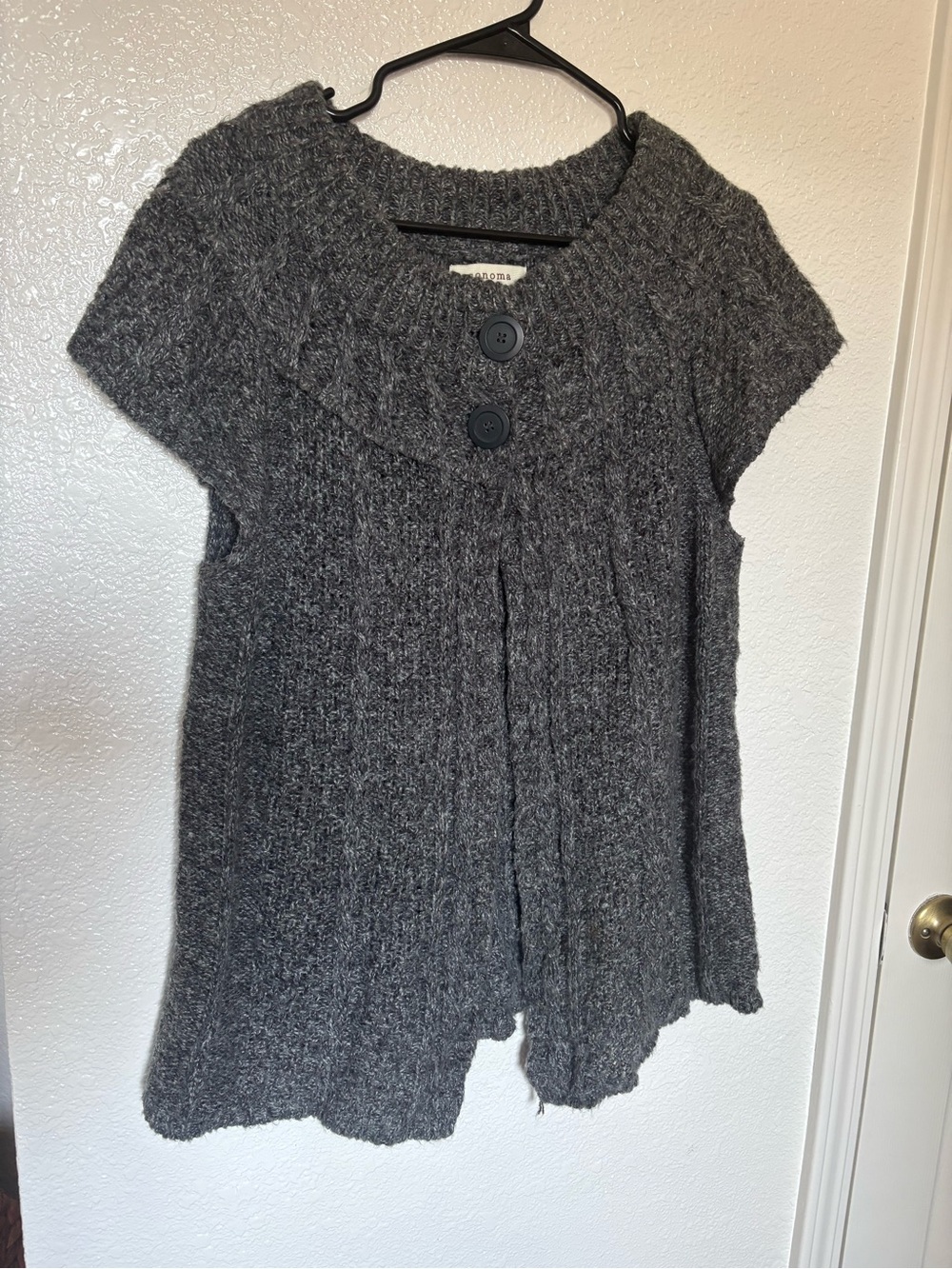Sonoma Charcoal Short-Sleeve Knit Cardigan with Button Front